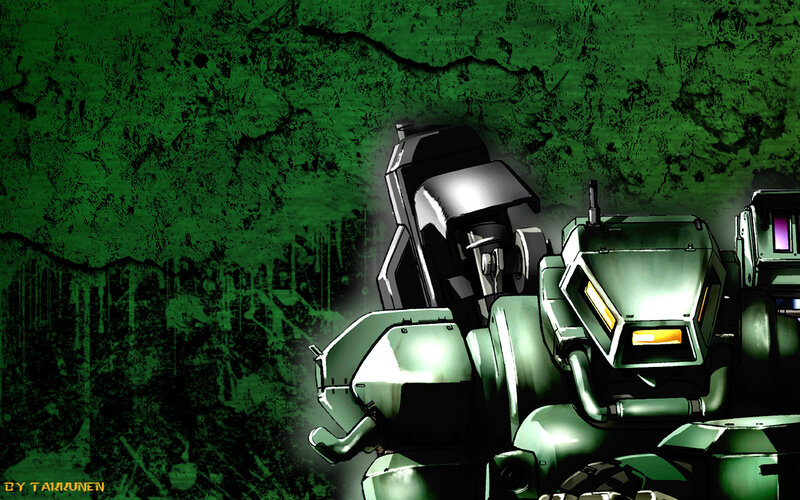 green robot in dark setting