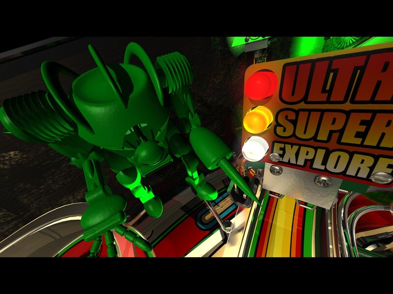 green robot on arcade machine