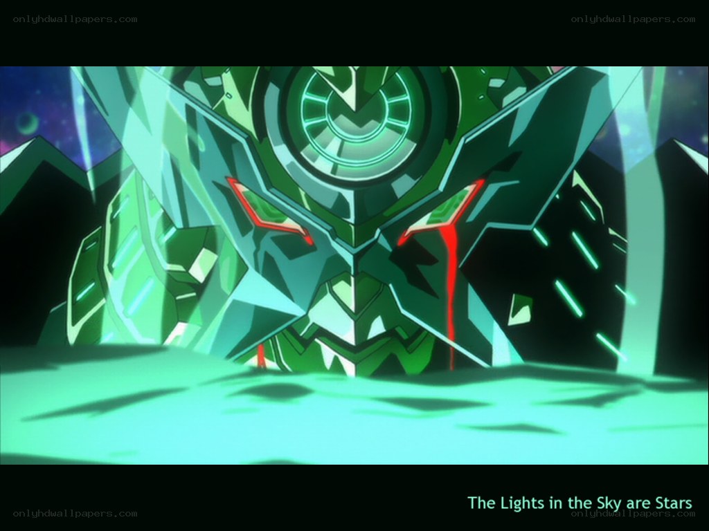 green robot with glowing eyes