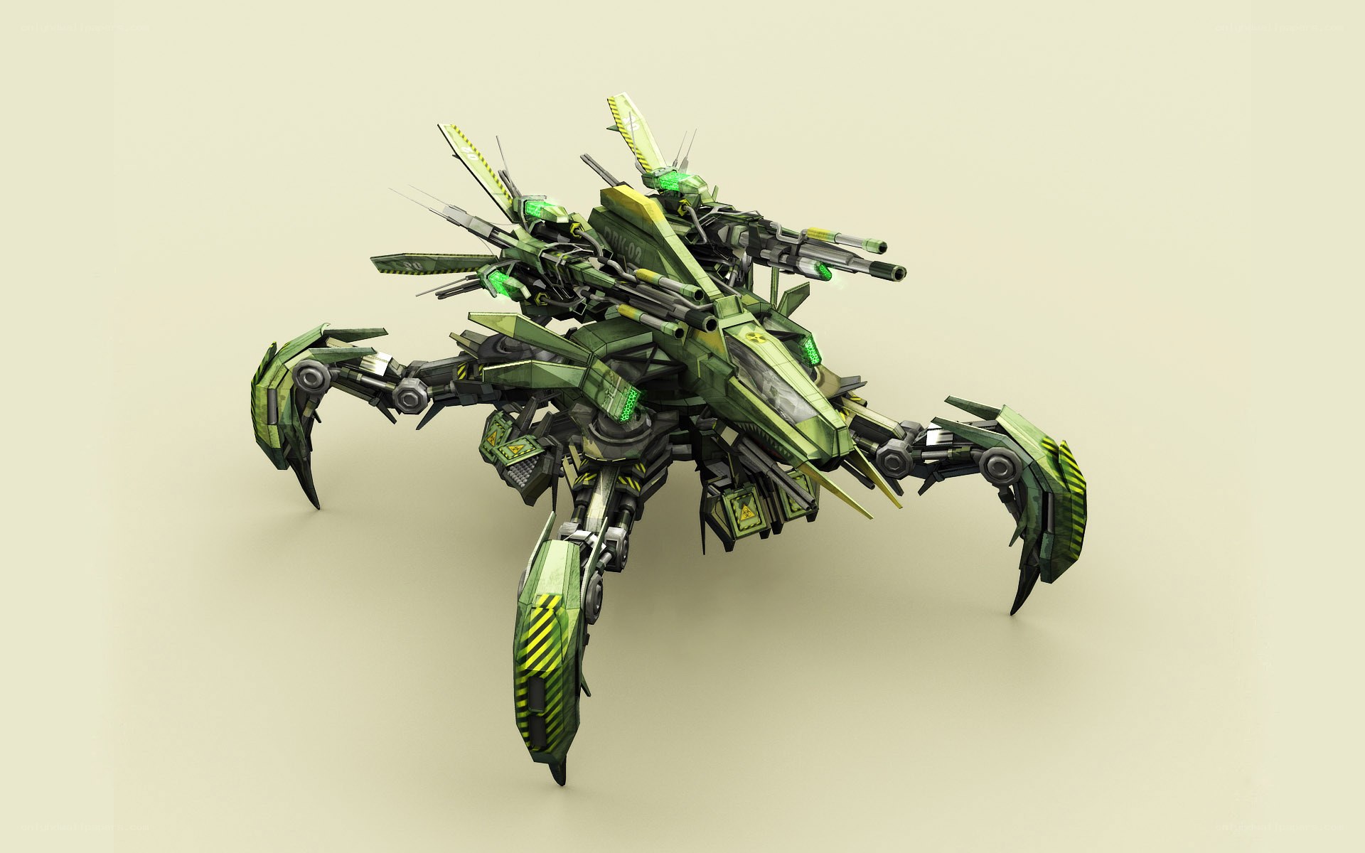 green robotic scorpion mech