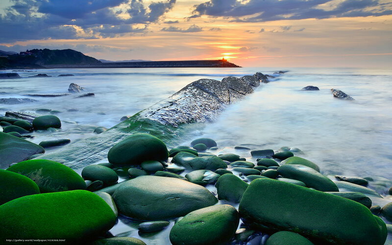 Green Rocks at Sunset