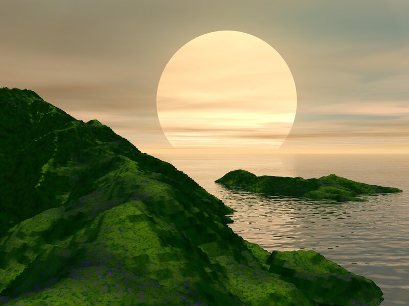 Green Rocky Coastline