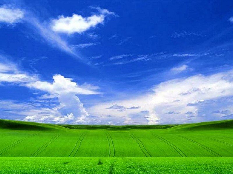 Green Rolling Hills — Serene, Afternoon, Photograph, Sky, Clouds, Fields, Blue