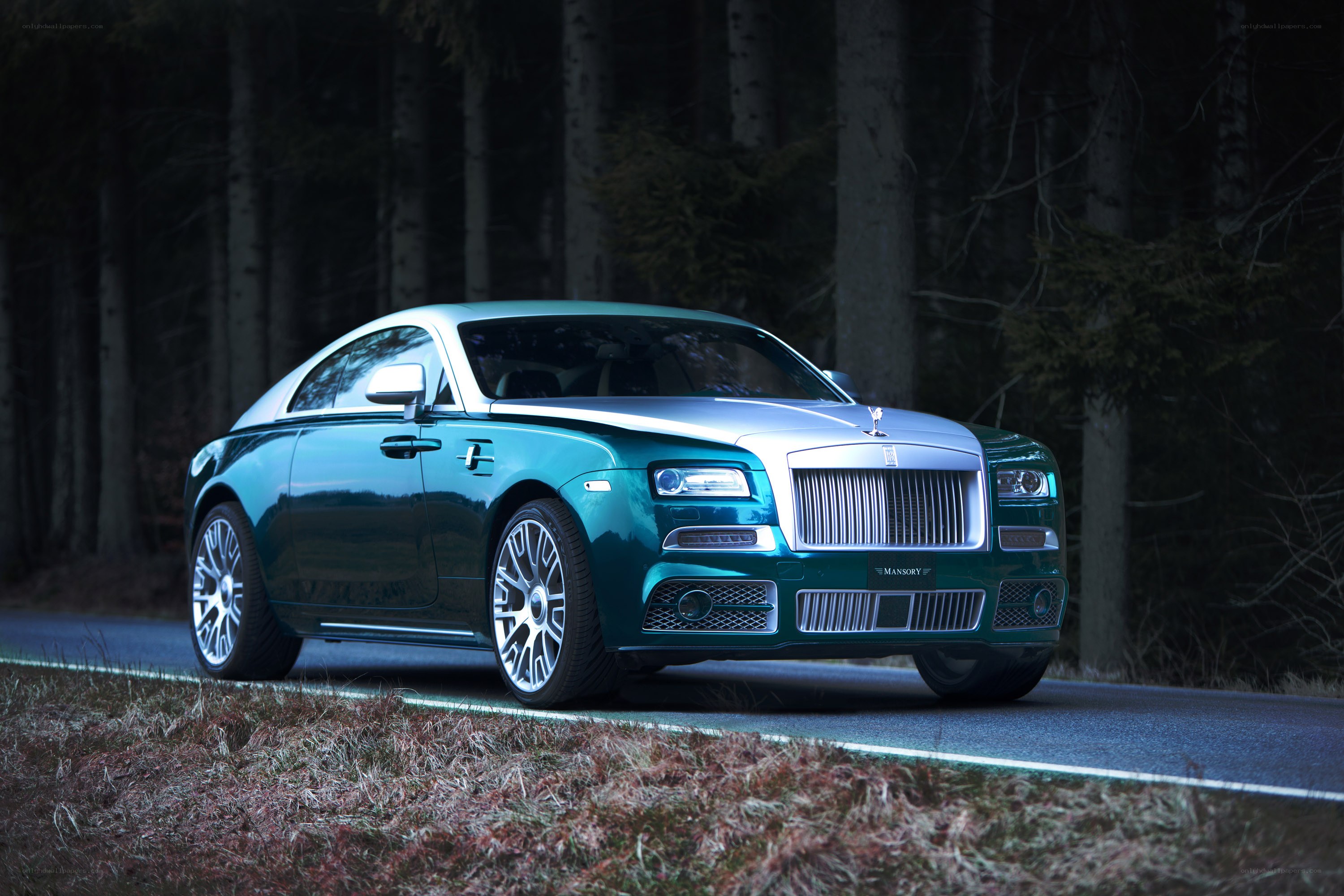 Green Rolls-Royce in forest