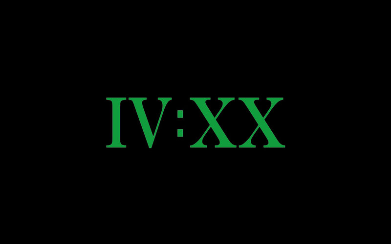 green roman numerals on black