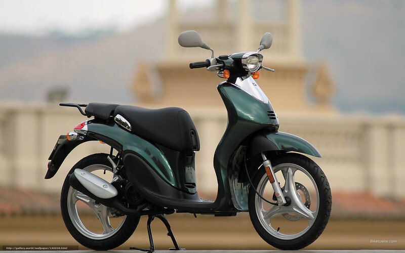 Green scooter on display