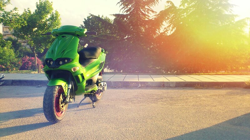 Green Scooter Parked