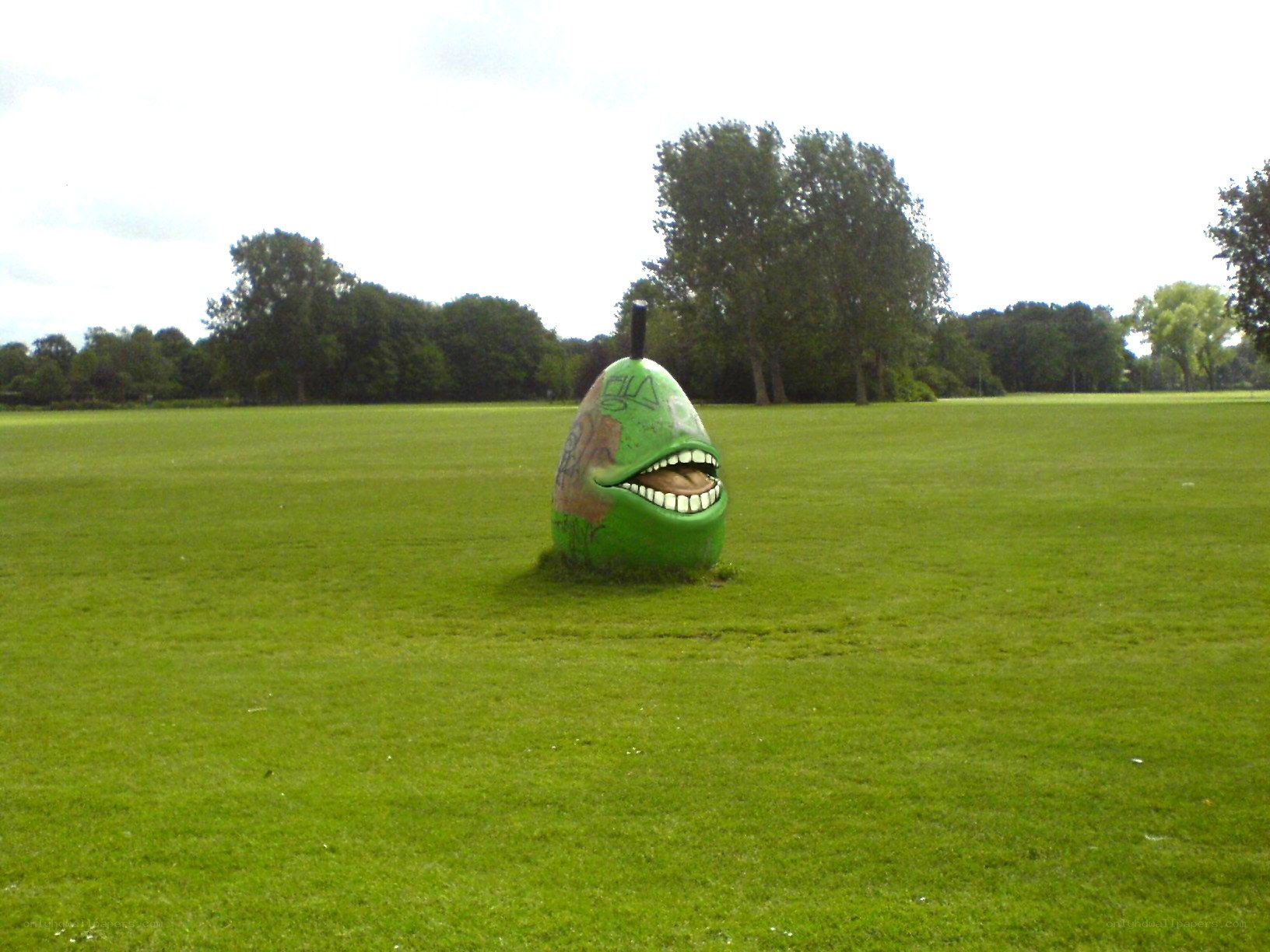Green sculpture in a park