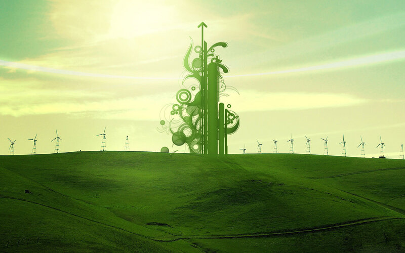 Green Sculpture on Hill