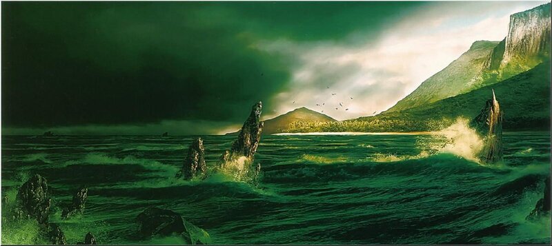 Green Sea with Rock Formations