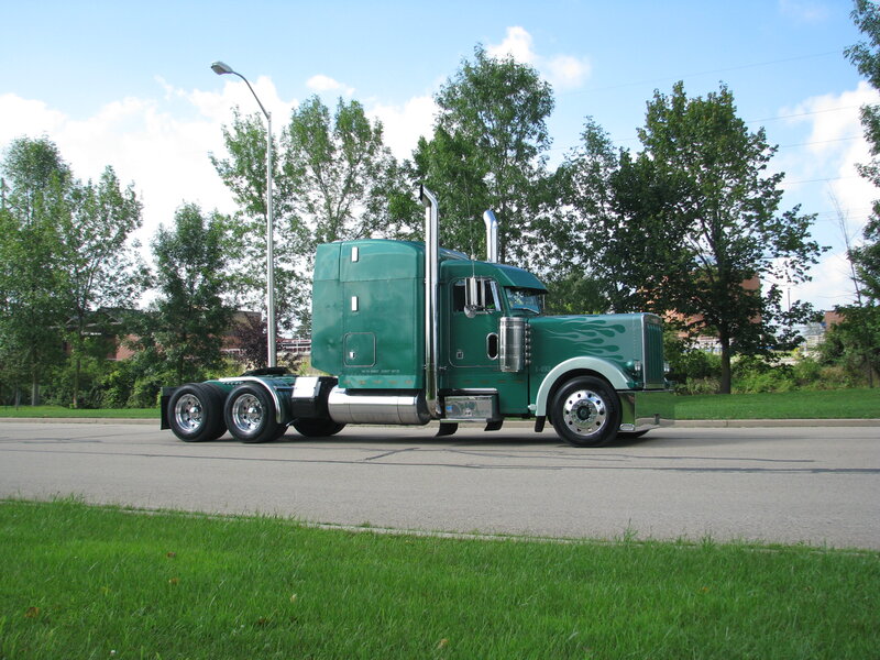 Green Semi-truck — Calm, Afternoon