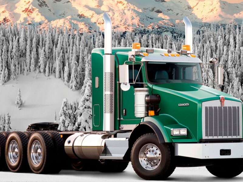 Green Semi-truck — Dramatic