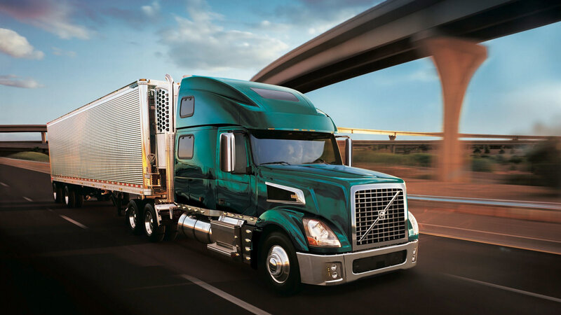 Green Semi-truck on Highway — Dynamic
