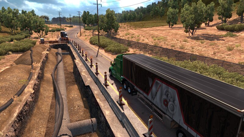 Green Semi-truck on Road