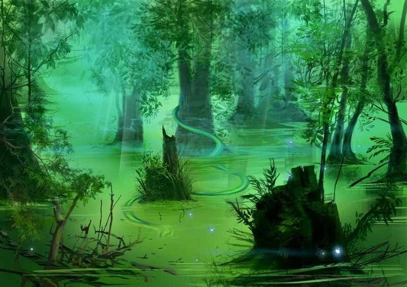 Green Serpent in Swamp