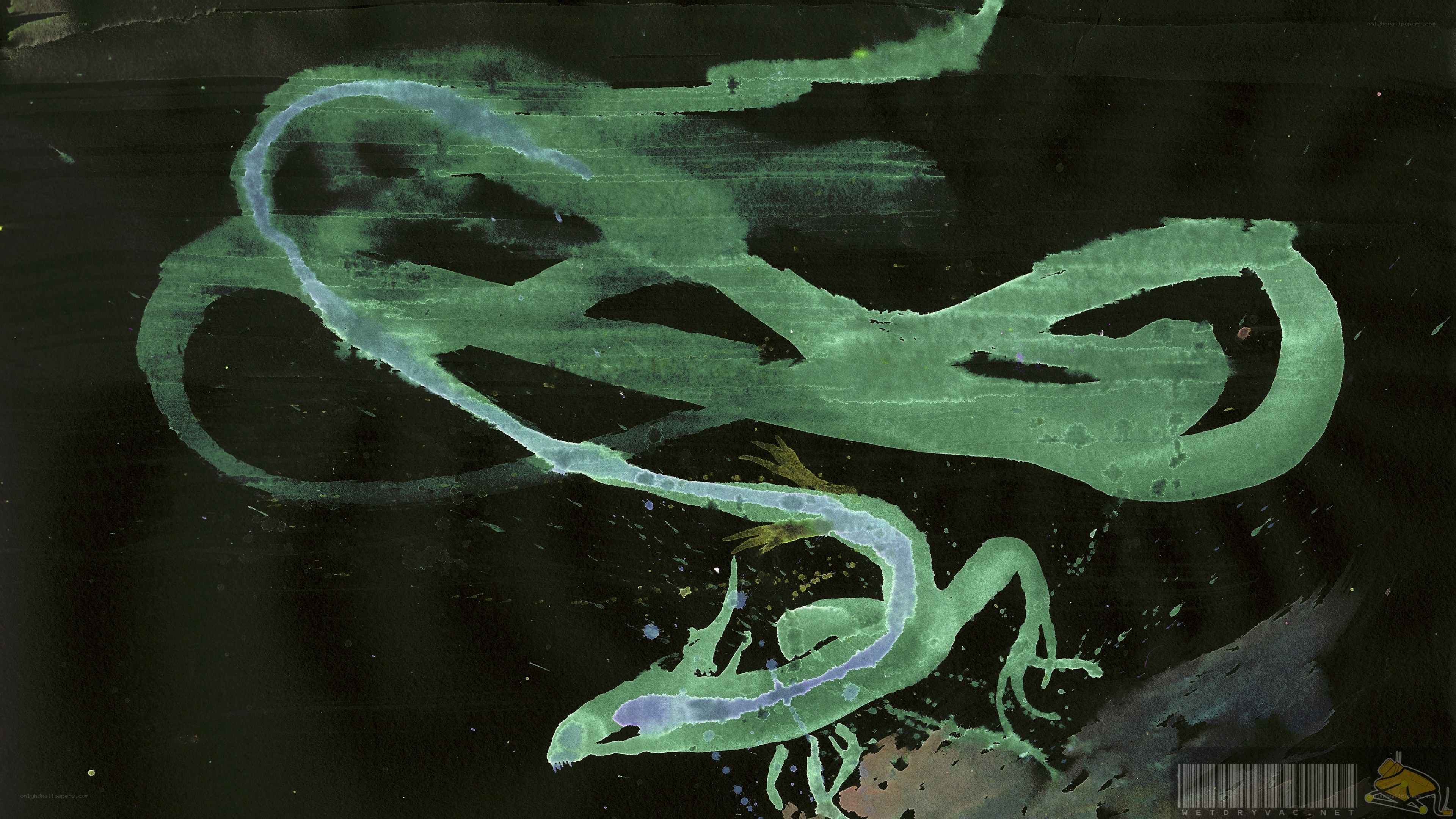 green serpent painting