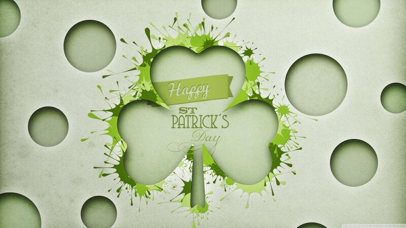 Green Shamrock Design — Festive, Digital Art, Splatter