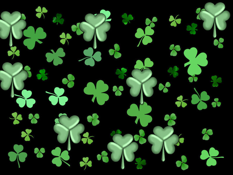 Green Shamrocks on Black