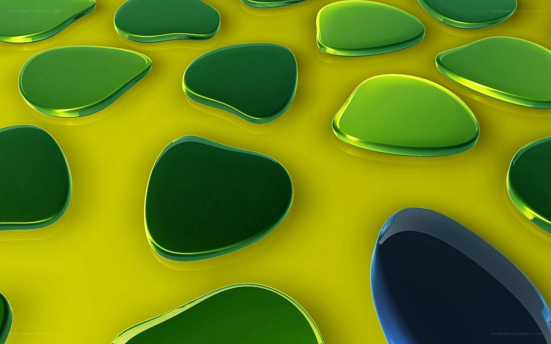 green shapes on yellow background