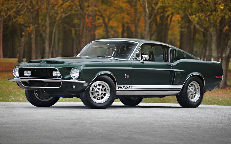 Green Shelby GT500KR muscle car
