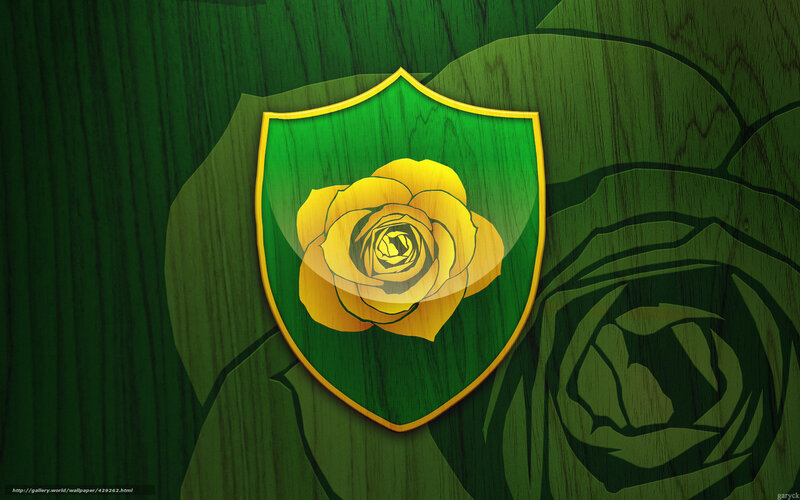 Green shield with yellow rose