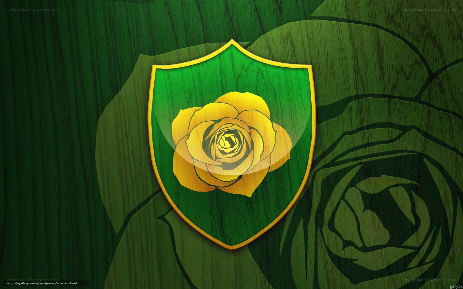 Green shield with yellow rose