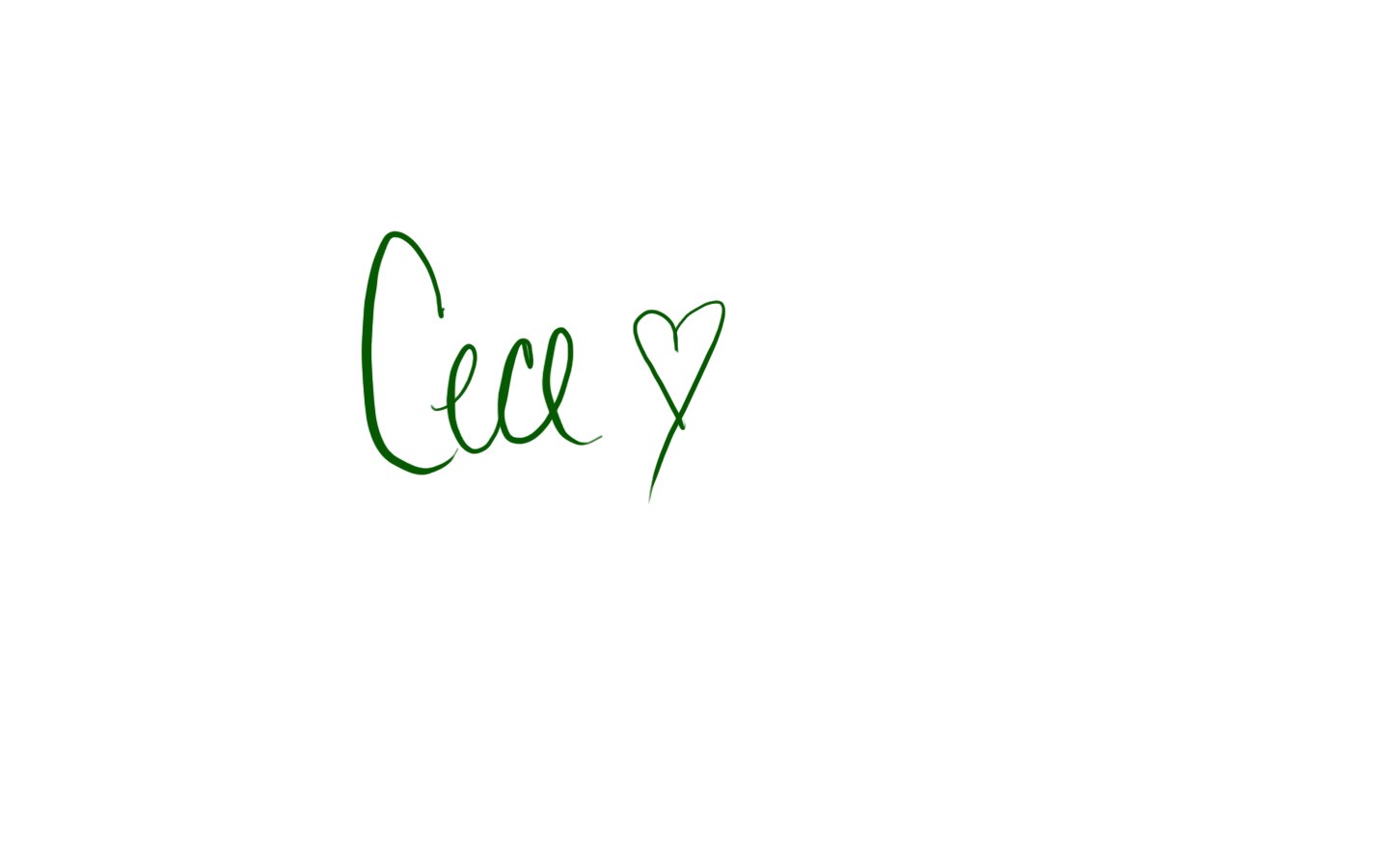 green signature with heart