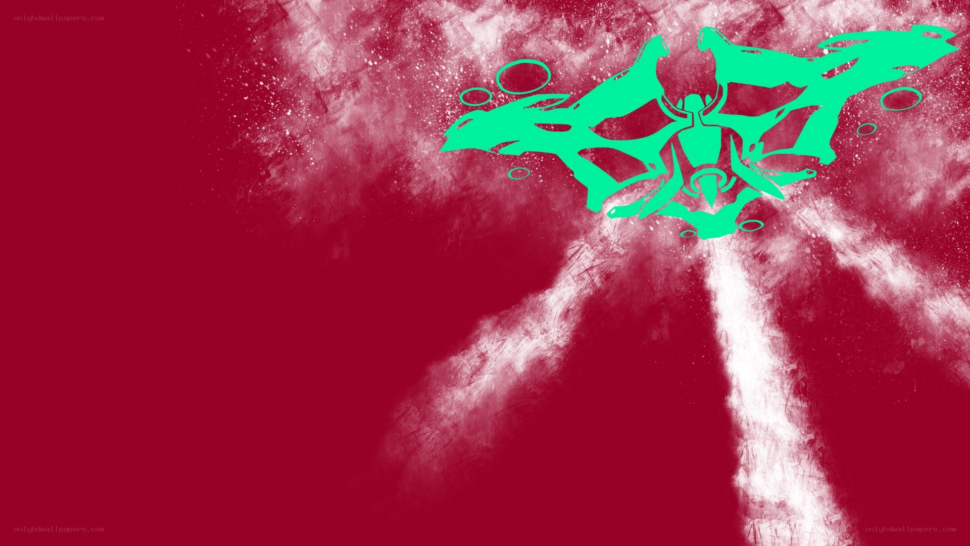 green silhouette on red background