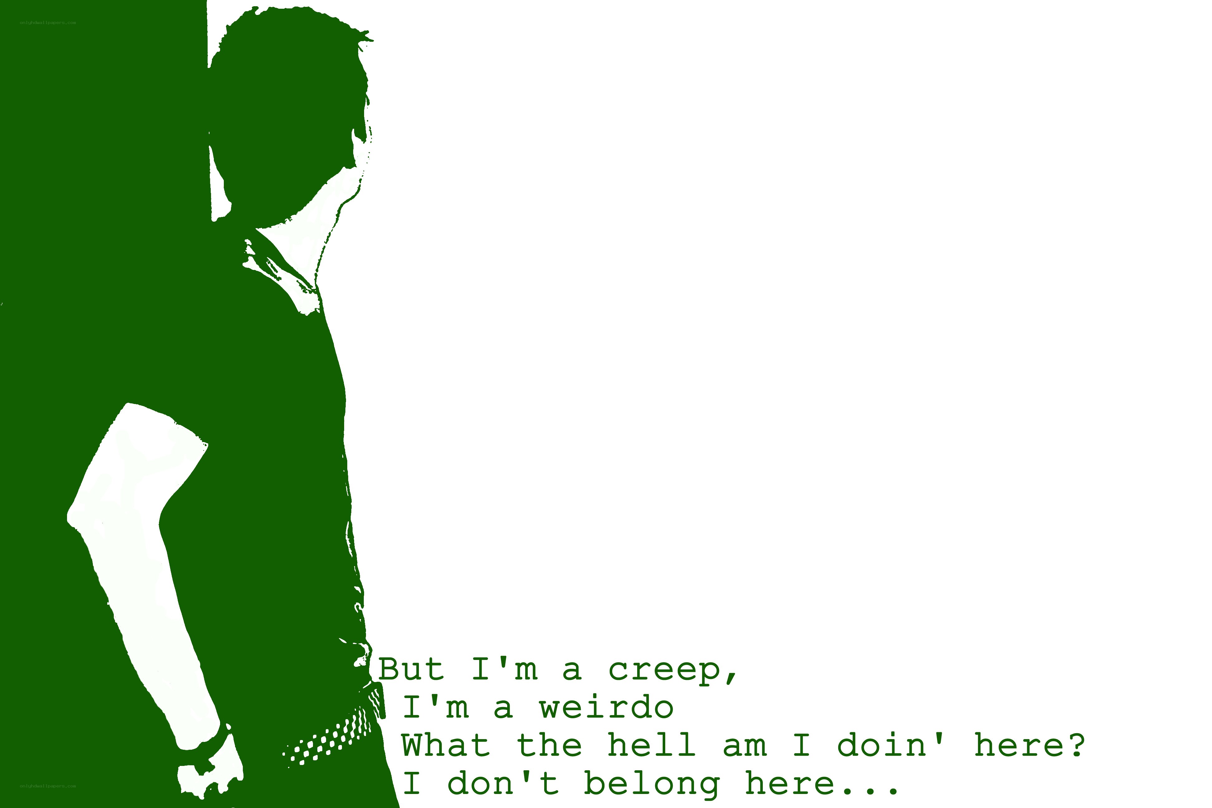 green silhouette with text