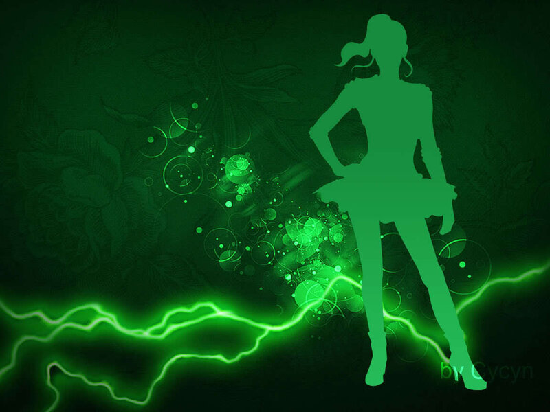 green silhouette woman with energy