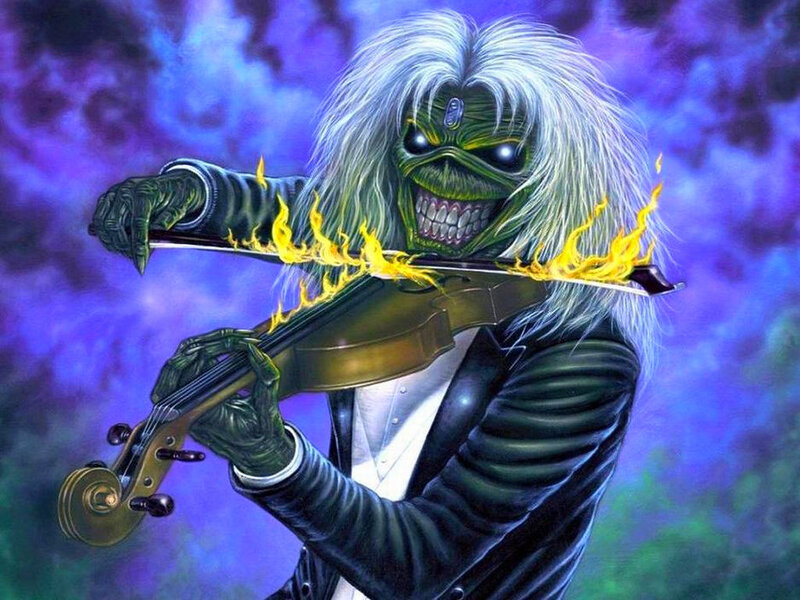 Green Skeleton Playing Violin
