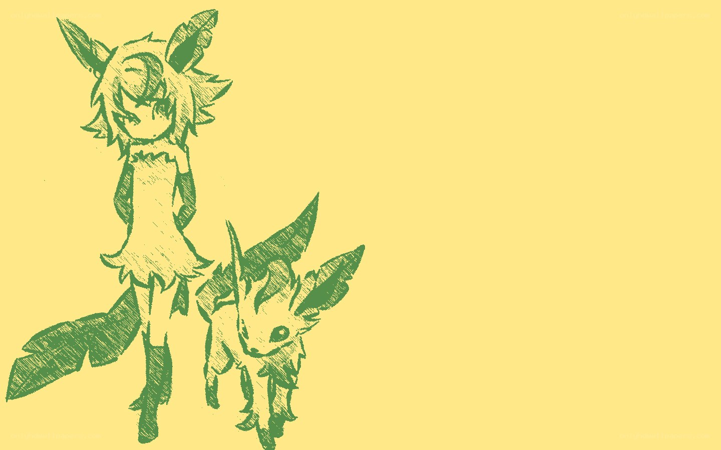 green-sketched anime characters