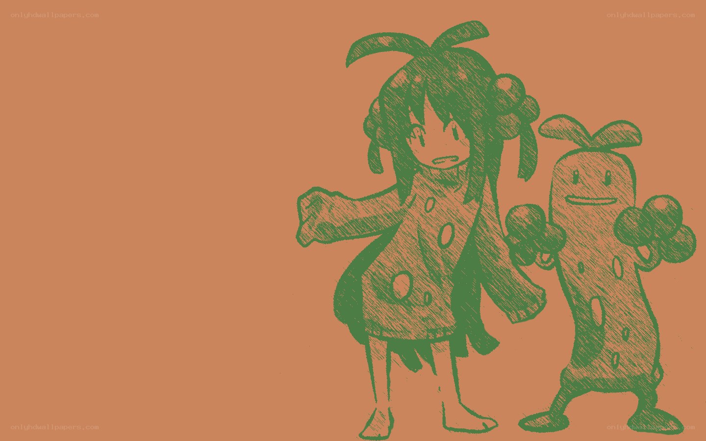 green-sketched characters