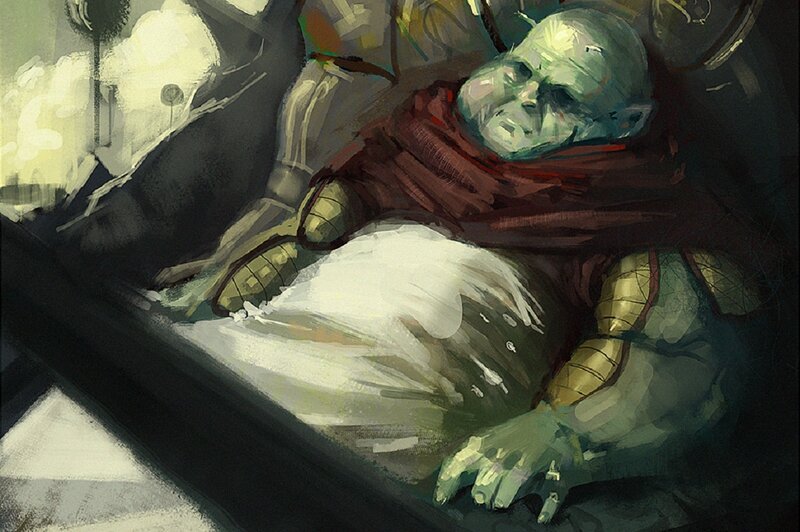 Green-skinned Alien Lying