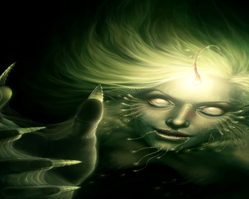 green-skinned alien with glowing head
