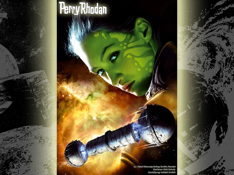 Green-skinned Alien Woman — Green, Dramatic, Digital Art, Spaceship, Nebula