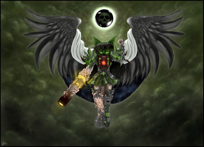 Green-skinned Angel with Wings