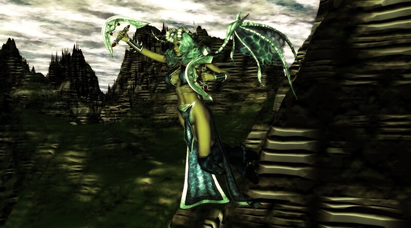 Green-skinned Demon Woman — Green, Dark