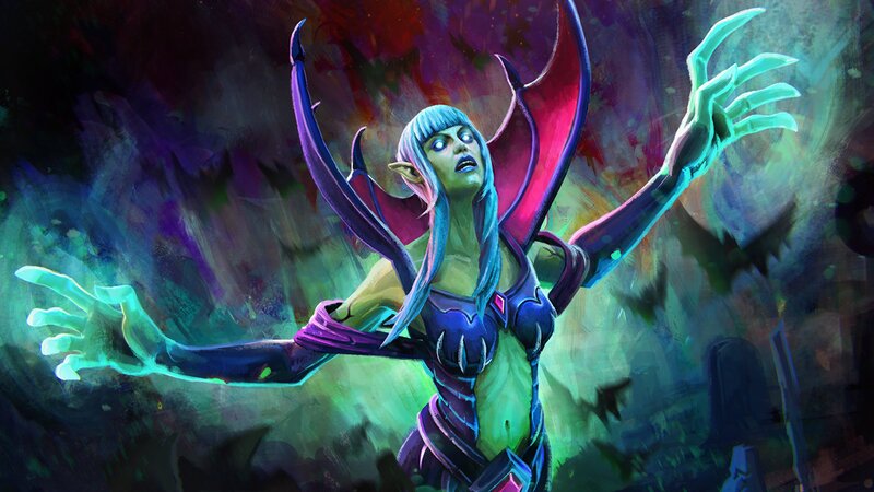 Green-skinned Elf Woman — Purple