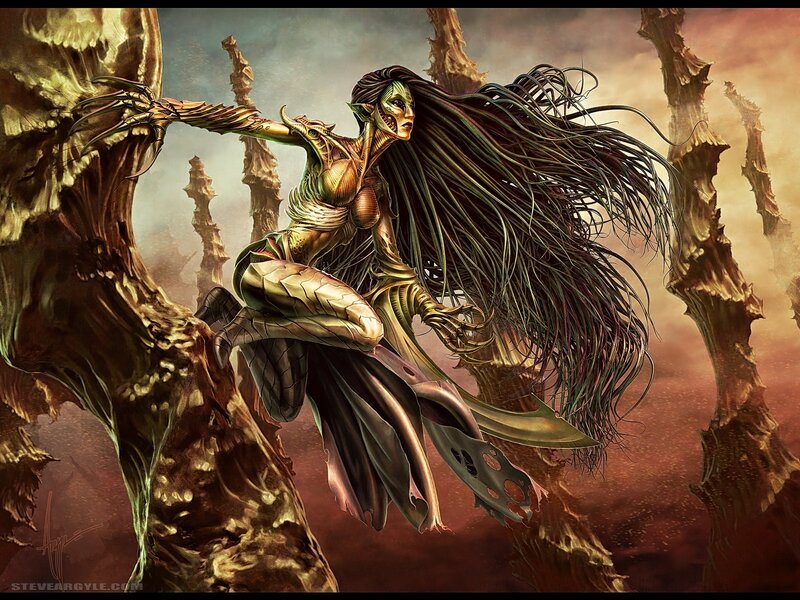 Green-skinned Female Creature — Brown