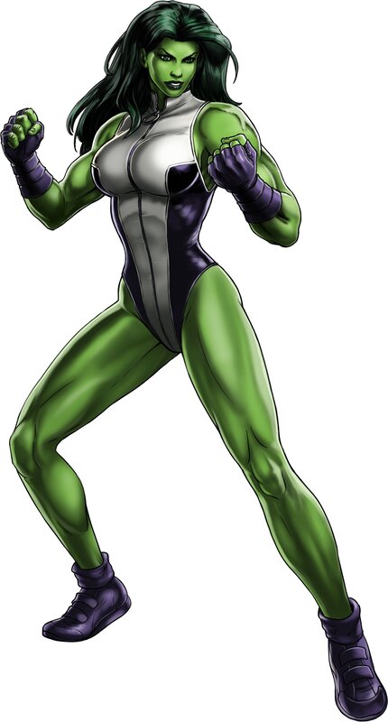 Green-skinned Female Superhero — Green, Confident, Comic