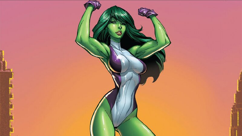 Green-skinned Female Superhero — Green, Confident