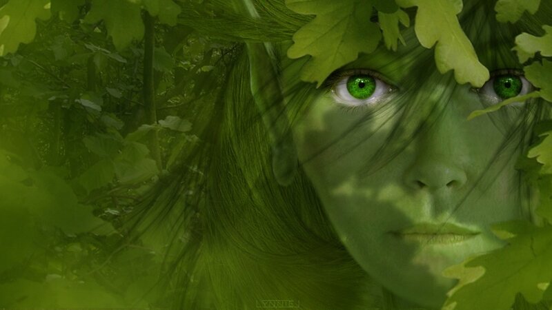green-skinned forest spirit