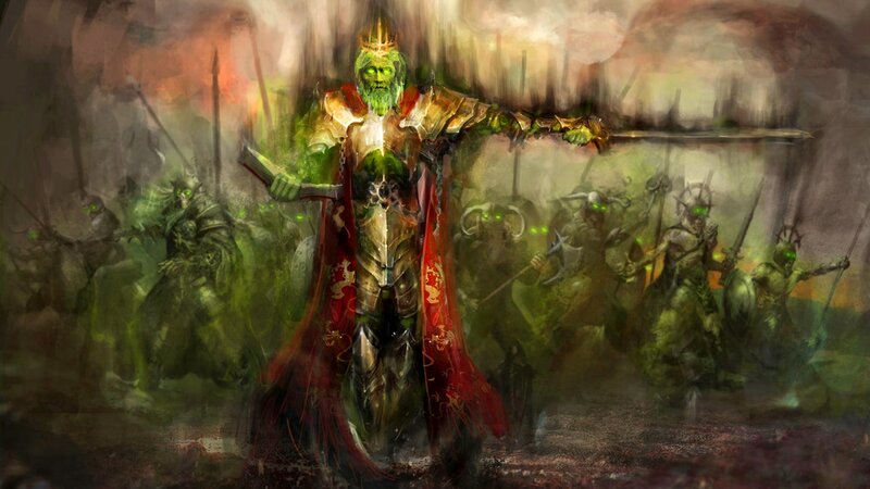 Green-skinned King with Army