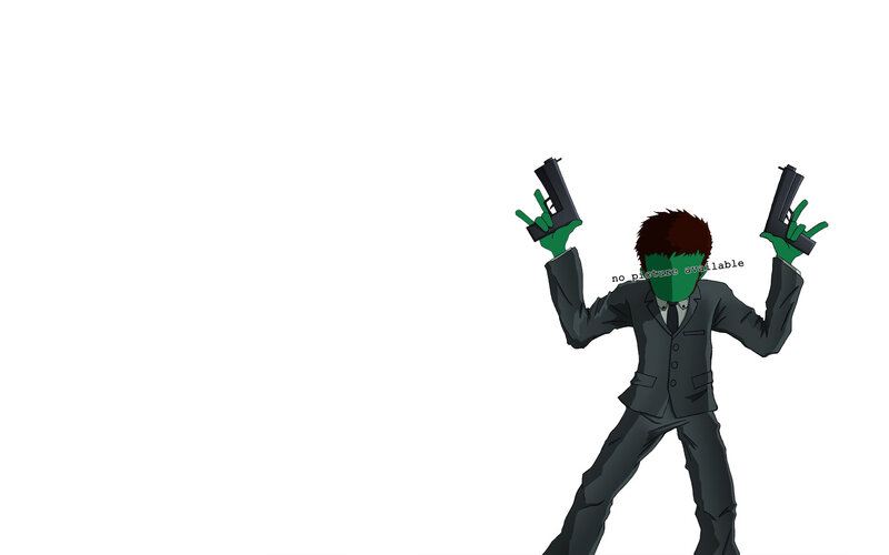 green-skinned man with guns