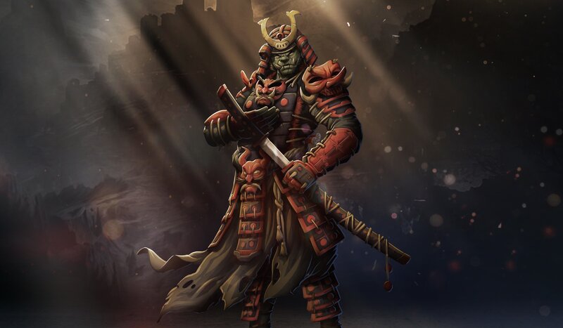 Green-skinned Samurai Warrior