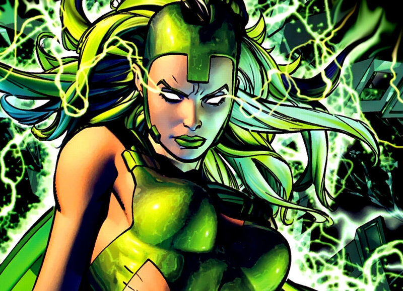 Green-skinned superhero in action