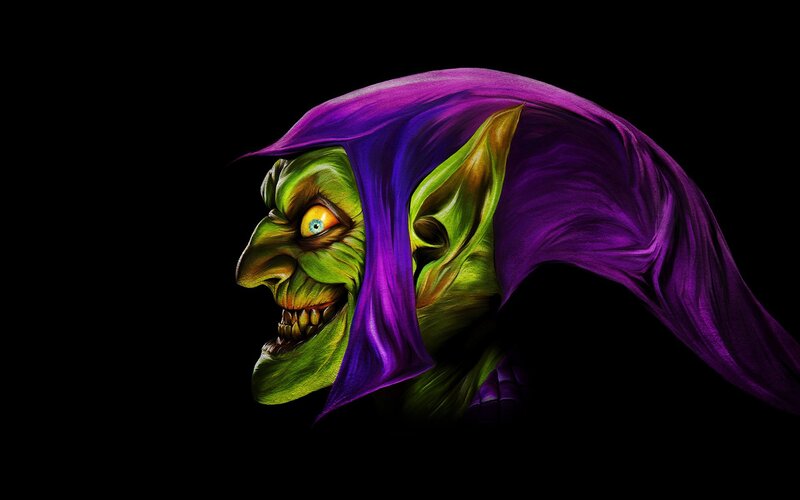 Green-skinned villain with purple hood