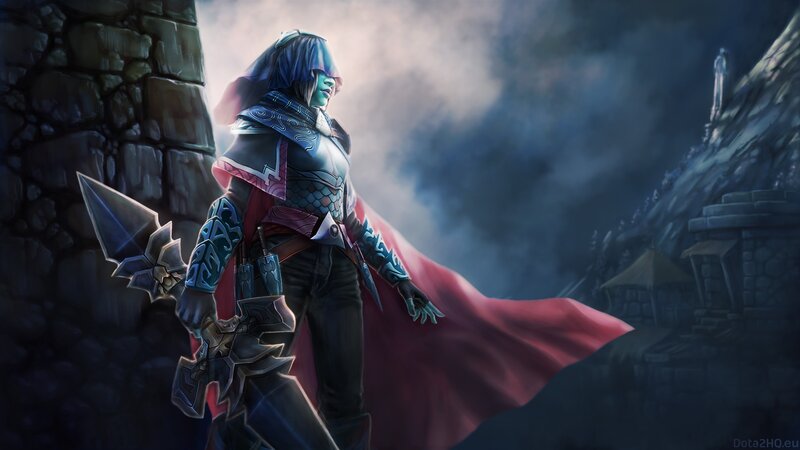 Green-skinned Warrior — Blue, Dramatic