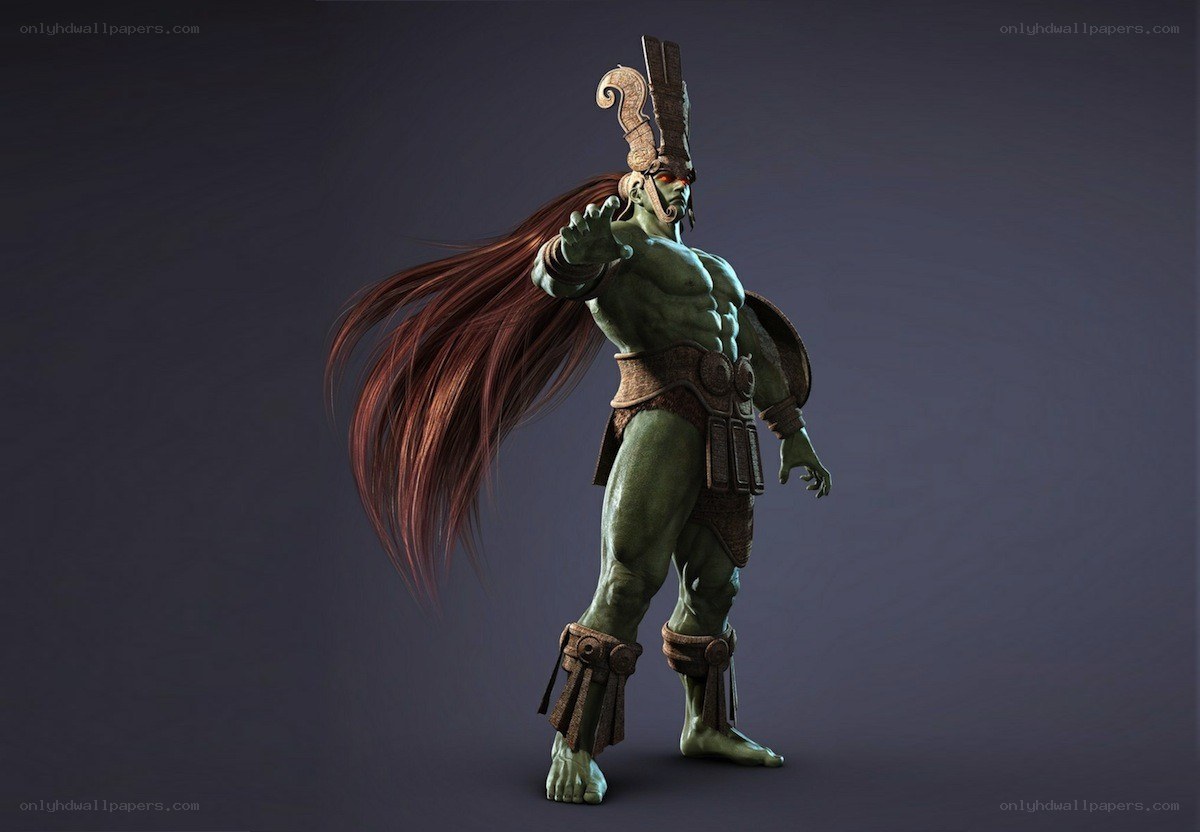green-skinned warrior character